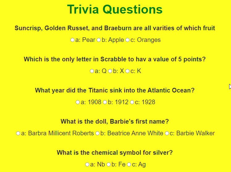 Trivia Game